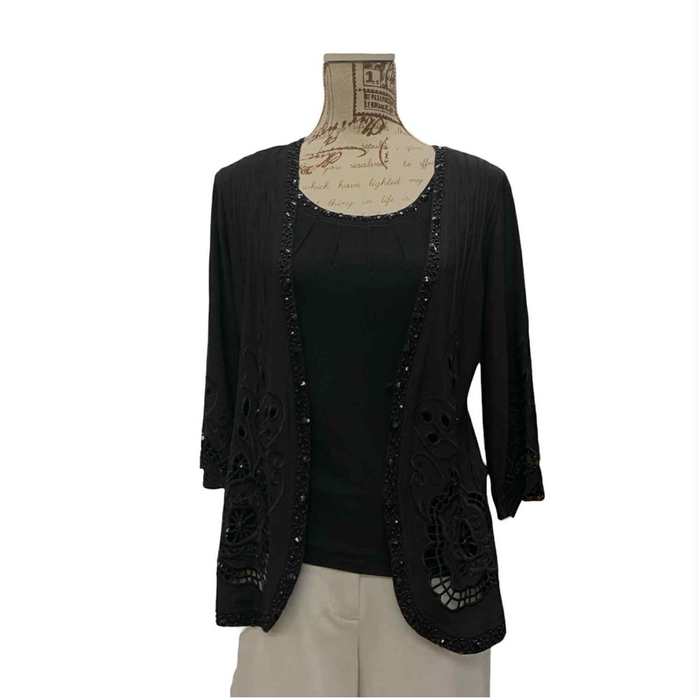Amanda Open-Front Cardigan with Cut-Outs Size S